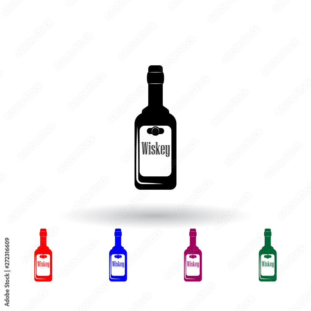Aufkleber whiskey bottle multi color icon. elements of drink set. simple icon for websites, web design, mobile