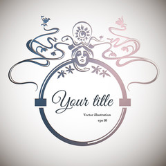 Art Nouveau Ornament Face And Floral Light Texture