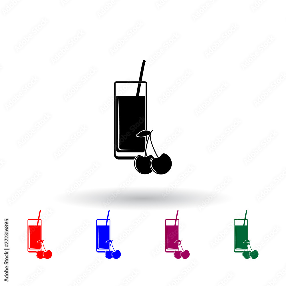 Aufkleber cherry juice in a glass multi color icon. elements of drink set. simple icon for websites, web desig