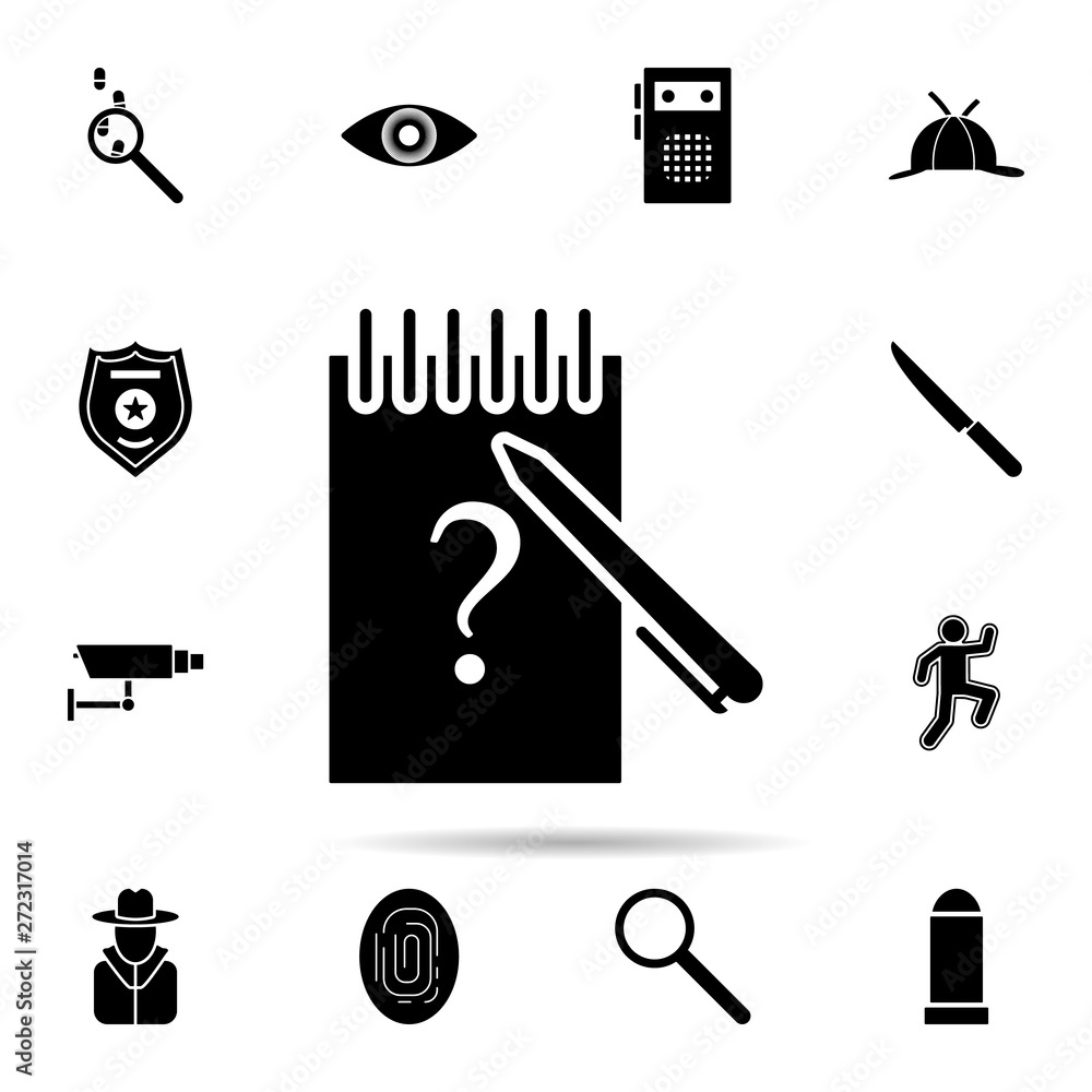 Poster notepad with notes icon. universal set of dedective for website design and development, app developm