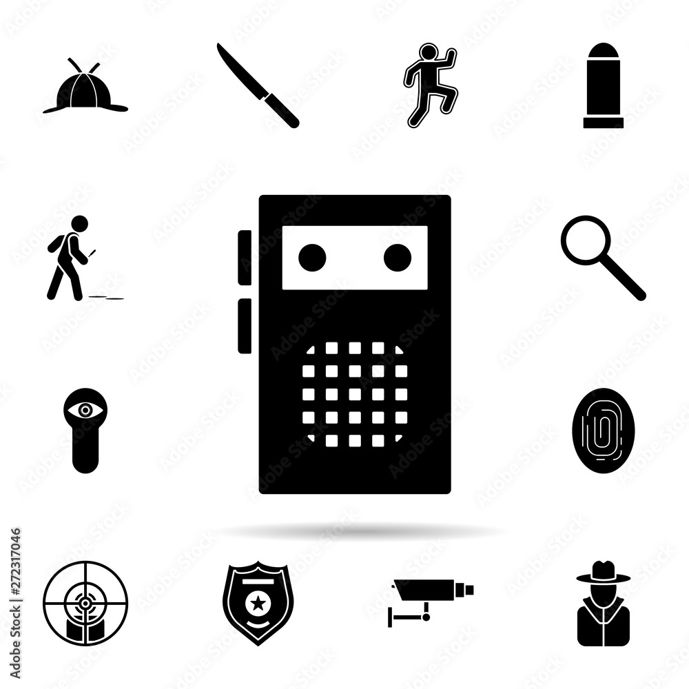 Poster dictaphone icon. universal set of dedective for website design and development, app development