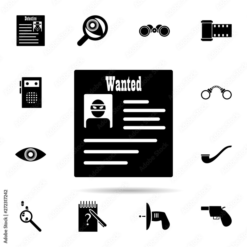 Poster wanted list icon. universal set of dedective for website design and development, app development