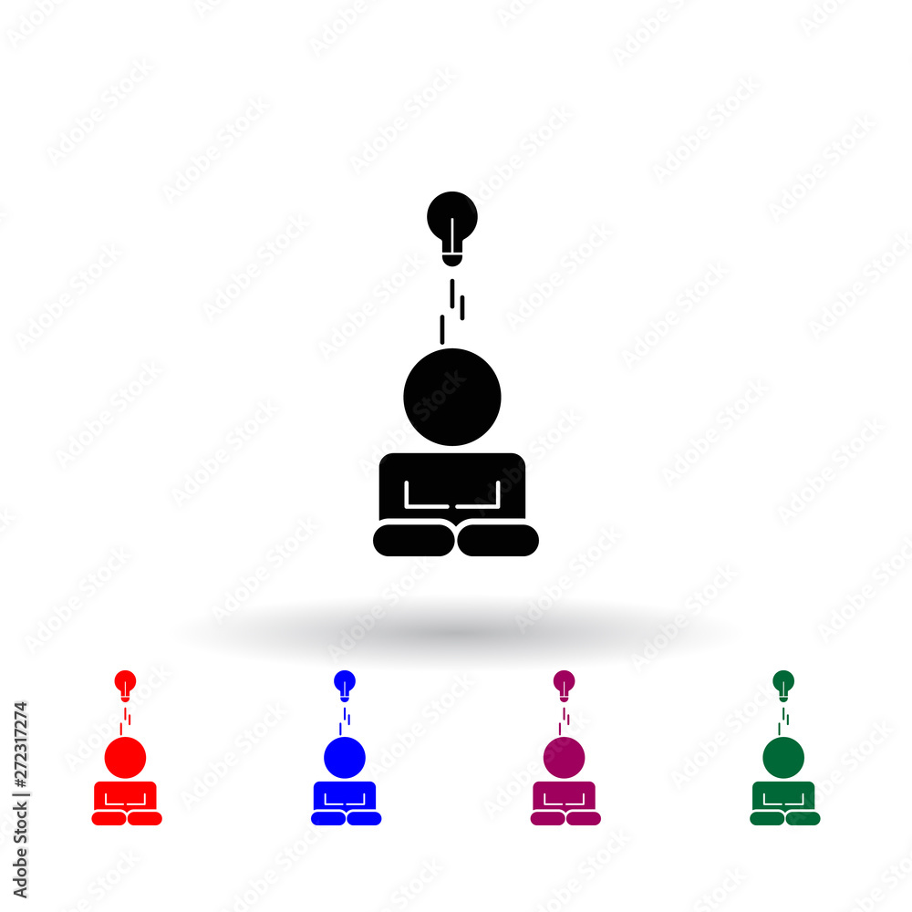 Poster think multi color icon. elements of concentration set. simple icon for websites, web design, mobile 