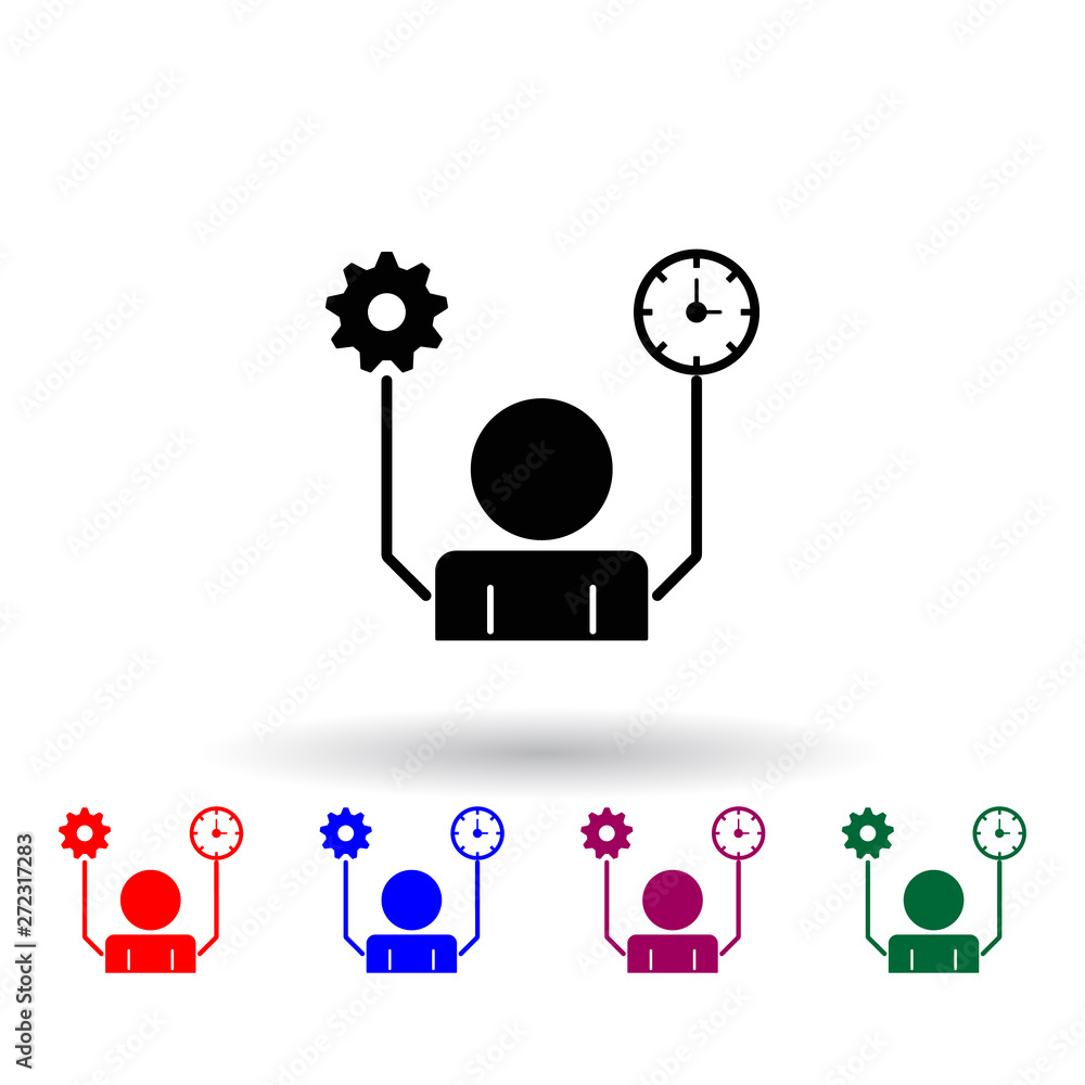 Poster select time and control multi color icon. elements of concentration set. simple icon for websites, w