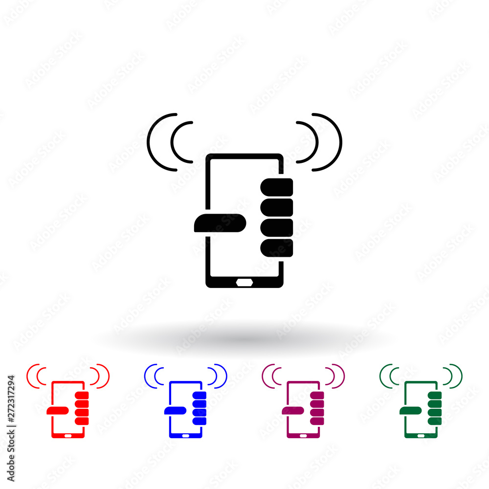 Poster phone in hand multi color icon. elements of concentration set. simple icon for websites, web design,