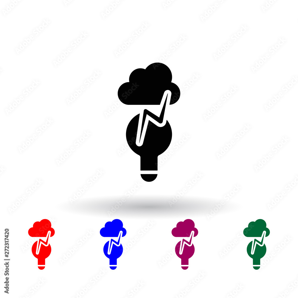 Aufkleber a storm cloud and a light bulb multi color icon. elements of concentration set. simple icon for webs