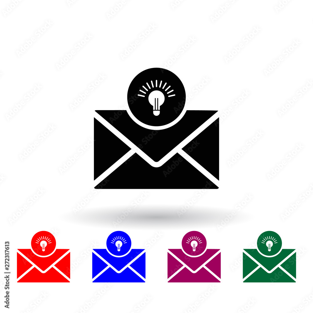 Poster letter with idea multi color icon. elements of concentration set. simple icon for websites, web desi