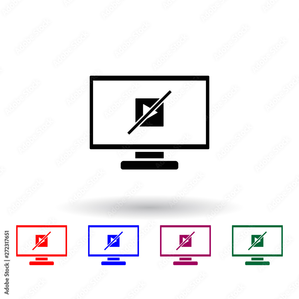 Poster disable multimedia multi color icon. elements of concentration set. simple icon for websites, web de