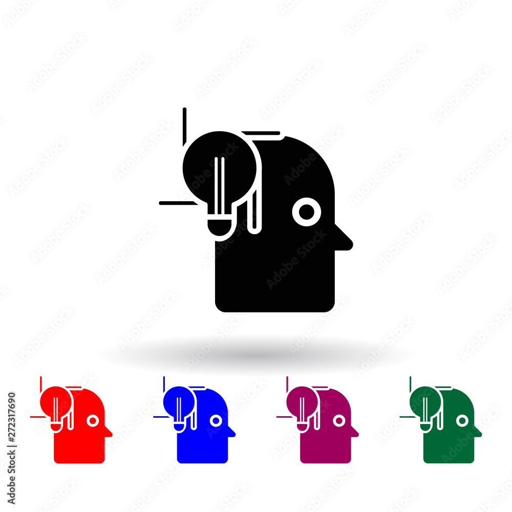 Poster idea in head multi color icon. elements of concentration set. simple icon for websites, web design, 