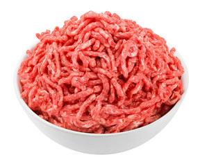 minced meat, pork, beef, forcemeat, clipping path, isolated on white background, full depth of field