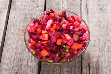 Traditional Russian salad vinaigrette