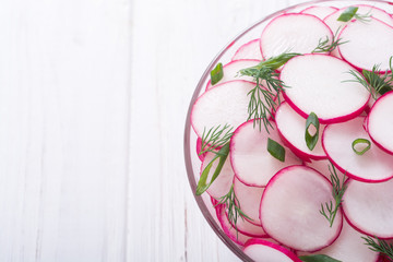 Healthy vegetarian radish salad