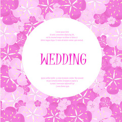 Wedding invitation card beautiful vintage floral sakura pink background, painting flowers, design elements stock vector illustration for web, for print