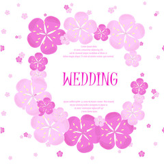 Wedding invitation card beautiful vintage floral sakura pink background, painting flowers, design elements stock vector illustration for web, for print