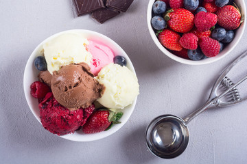 Mix of ice cream ball