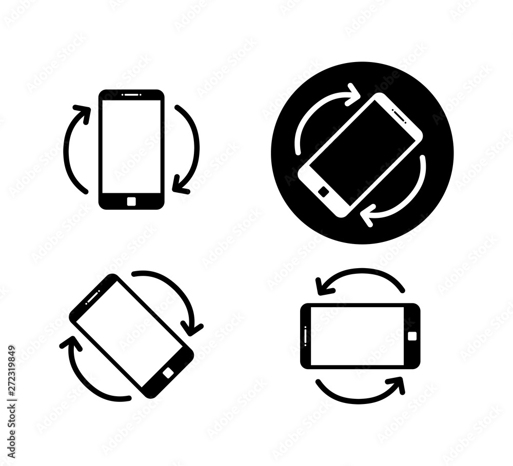 Poster rotate smartphone icon isolated. mobile screen rotation. horisontal or vertical rotation icons.