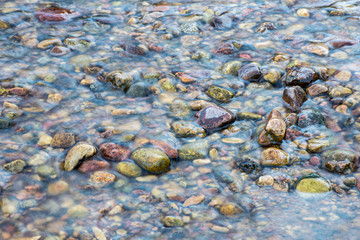 water texture with reflections and rocks on the bottom of stream