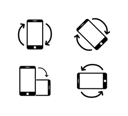 Rotate smartphone icon isolated. Mobile screen rotation. Horisontal or vertical rotation icons.