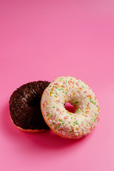 donuts on pink background