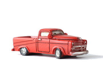 red pickup truck isolated on white background