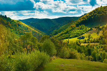 Simple rural landscape on the hills in Romania