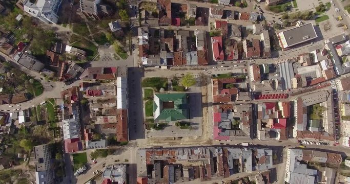Old city aerial footage of a small town sunset green grass building landscape scenic countryside village urban aerial street travel view europe plant houses outdoor slow motion