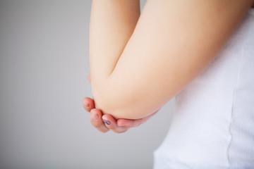 Arms Pain. Beautiful Woman Body Feeling Pain In Shoulders