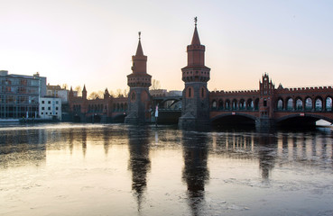 bridge oberbaumbrucke before the sunset, berlin