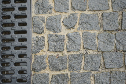 Vintage roadway granite blocks pattern 