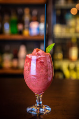 strawberry cocktails on the bar counter