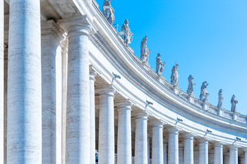 Doric Colonnade with statues of saints on the top. St. Peters Square, Vatican City