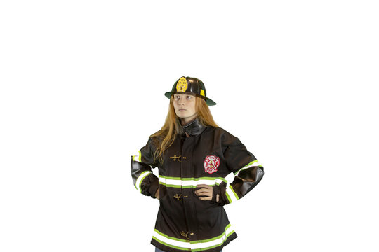 Teen Firefighter Isolated On White