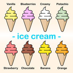 Set of ice cream different tastes. Vector illustration