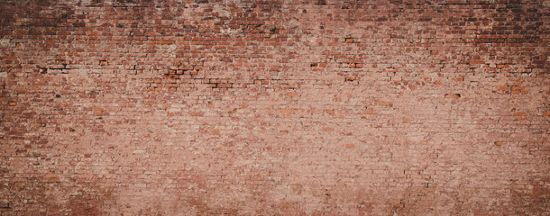 Panoramic Old messy Brick Wall Background.