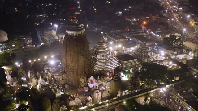 Orissa, India, Jagannath temple, 4k  aerial drone footage