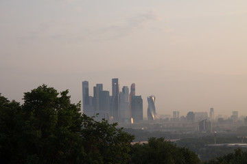 Fototapeta na wymiar Panorama of Moscow Russia in the summer at dawn
