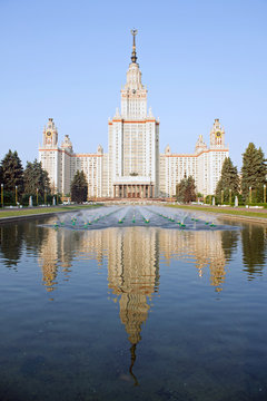 Historical building of Lomonosov University in Moscow, Russia