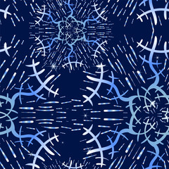 Seamless vector pattern for winter theme design. Snowflakes with a gradient of blue and blue. Abstract background for a site, the press of cards, invitations to Christmas.