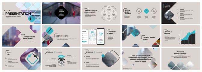 Presentation template, green black infographic elements. Vector slide template for business project presentations and marketing.