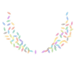 Stationary paperclips isolated on white background