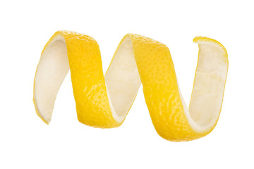 Lemon peel isolated on white background without a shadow. Healthy food