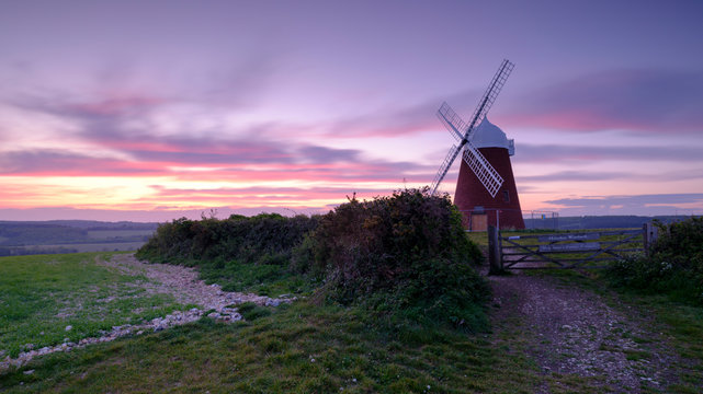 Halnaker windmill spring sunset