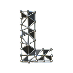 Wire low poly black metal Font Letter L 3D