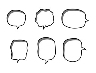 bubbles speech doodle set of different shapes and sizes. empty comic. text box. conversation chat. Boom isolated. Black line. vector illustration