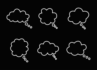 bubbles speech doodle set of different shapes and sizes. empty comic. text box. conversation chat. Boom isolated. White line. vector illustration