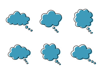 bubbles speech doodle set of different shapes and sizes. empty comic. text cloud. conversation chat. vector illustration.