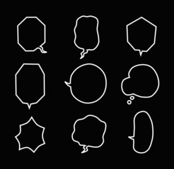 bubbles speech doodle set of different shapes and sizes. empty comic. text box. conversation chat. Boom isolated. White line. vector illustration
