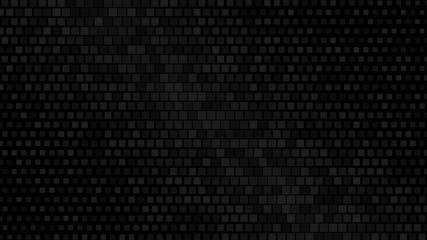 Abstract halftone gradient background of small squares, gray on black