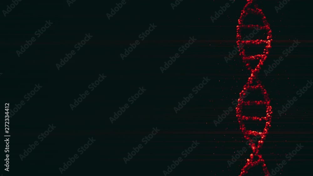 Poster moving red dna molecule model, blank space for custom content. loopable motion background
