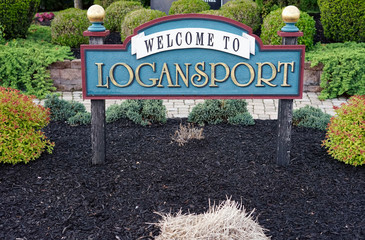 Welcom to Logansport Indiana sign - obrazy, fototapety, plakaty